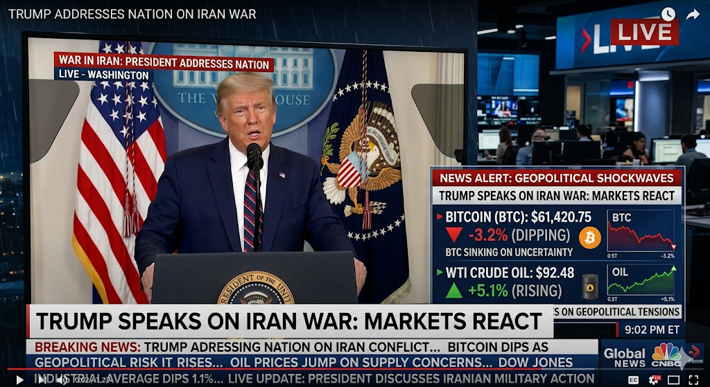 Bitcoin Turun, Harga Minyak Naik Usai Pidato Trump Soal Perang Iran